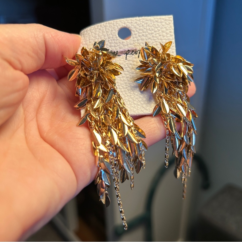 FREE PEOPLE Gold Cascading Statement Earrings
